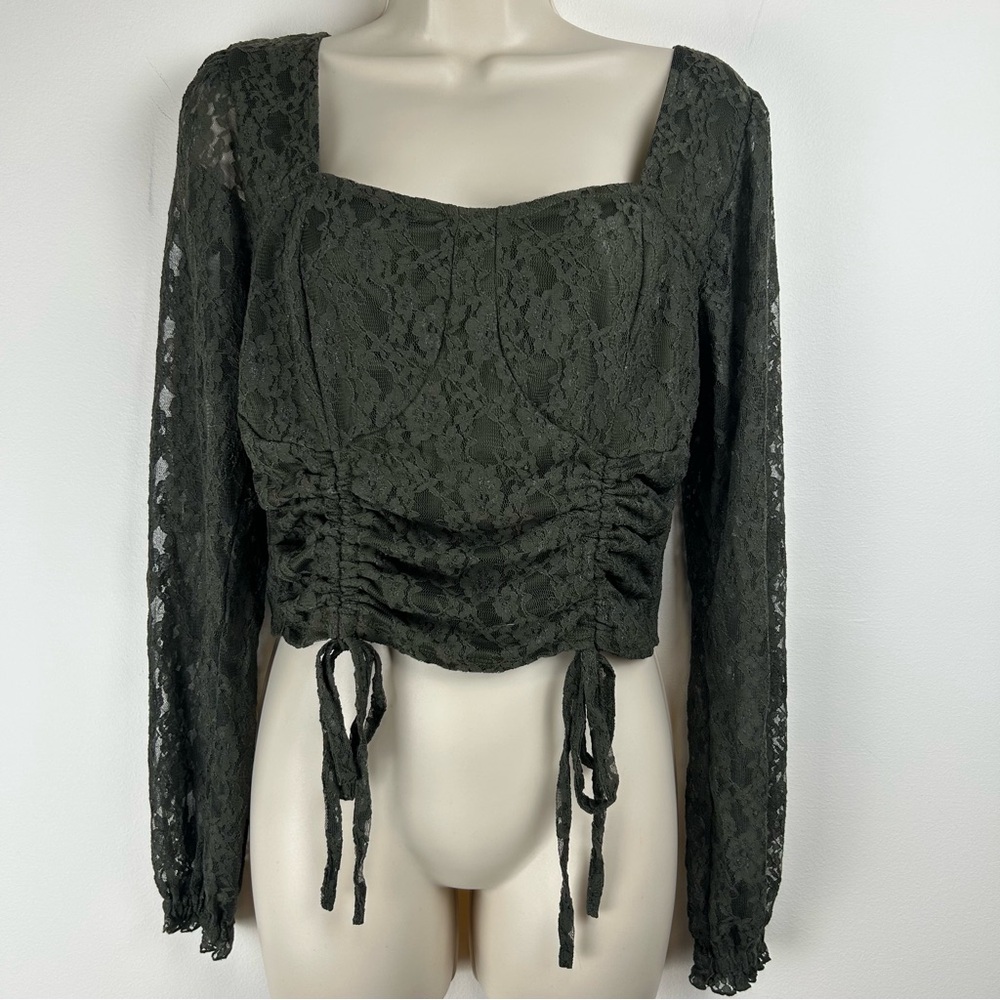NWT Hot Topic Babydoll Green Renaissance Lace Top sz L WhimsyGoth Woodland Fairy
